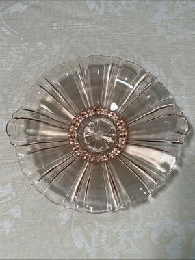 Anchor Hocking Pink Fluted Glass Serving Plate